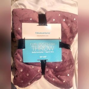 50x60 Purple Foil Dot Plush Throw by Fabulous Home New with Tag